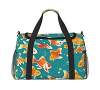 Radiant Goldfish Print - Borsone da viaggio per uomini e donne, borsa da viaggio pieghevole e spaziosa borsa da viaggio per riporre articoli da toeletta, articoli personali, nero, L, Nero , L