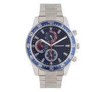 Radiant - Orologio analogico analogico da uomo, cassa rotonda da 44,00 mm blu, quadrante blu, bracciale in acciaio argento/grigio con chiusura deployant, batteria inclusa, impermeabile 5 ATM