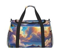 Radiant Skies - Borsone da viaggio per uomini e donne, borsa da viaggio pieghevole e spaziosa borsa da viaggio per riporre articoli da toeletta, articoli personali, nero, L, Nero , L