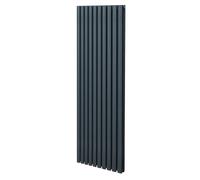 Radiatore a colonna ovale 1800mm x 600mm Designer Doppio pannello Termosifone Grigio antracite Acciaio Inclusi Spazzola per la pulizia Kit di fissaggio e staffe