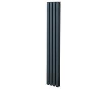 Radiatore a colonna ovale 1600mm x 240mm Designer Doppio pannello Termosifone Grigio antracite Acciaio Inclusi Spazzola per la pulizia Kit di fissaggio e staffe