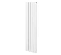 Radiatore a colonna ovale 1600mm x 360mm Designer Doppio pannello Termosifone Bianco Acciaio Inclusi Spazzola per la pulizia Kit di fissaggio e staffe