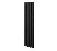 Radiatore a colonna ovale 1600mm x 360mm Designer Doppio pannello Termosifone Nero Acciaio Inclusi Spazzola per la pulizia Kit di fissaggio e staffe