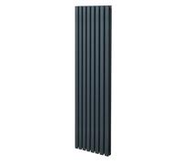 Radiatore a colonna ovale 1800mm x 480mm Designer Doppio pannello Termosifone Grigio antracite Acciaio Inclusi Spazzola per la pulizia Kit di fissaggio e staffe