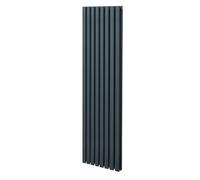 Radiatore a colonna ovale 1800mm x 480mm Designer Doppio pannello Termosifone Grigio antracite Acciaio Inclusi Spazzola per la pulizia Kit di fissaggio e staffe