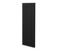 Radiatore a colonna ovale 1800mm x 600mm Designer Doppio pannello Termosifone Nero Acciaio Inclusi Spazzola per la pulizia Kit di fissaggio e staffe