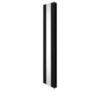 Radiatore a pannello ovale con specchio, 1800 mm x 380 mm, design moderno, doppia colonna, riscaldatore verticale in acciaio al carbonio nero opaco, montaggio a parete, per cucina e soggiorno, kit di