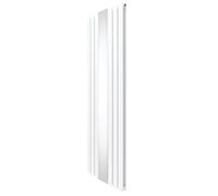 Radiatore a Specchio a Doppia Colonna Verticale 1800mm x 565mm Moderno Designer Bianco in Acciaio al Carbonio Montato a Parete Cucina Soggiorno Pulizia Spazzola Kit di Fissaggio e Staffe
