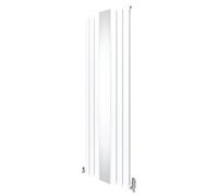 Radiatore a specchio a pannello piatto e valvole TRV cromate Bianco 1800 mm x