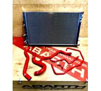 RADIATORE ACQUA MAGGIORATO CON TUBI SILICONICI ROSSI 500 ABARTH