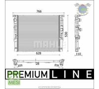 Radiatore acqua Mahle per BMW 8 G16 F93 840 G15 F92 G14 F91 M 7 G11 G12 750 745