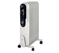 Radiatore Ad Olio Elettrico 2000W Con 9 Elementi Termostato Regolabile 3 Livelli di Potenza Silenzioso Basso Consumo Sicurezza Anti Ribaltamento Ruote E Avvolgicavo Per Ambienti fino a 60m² Bianco