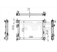 Radiatore Alette di raffreddamento montate meccanicamente 717-0001 TYC per KIA