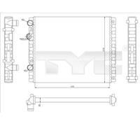 Radiatore Alette di raffreddamento montate meccanicamente 737-0040 TYC per VW