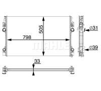 Radiatore Alette di raffreddamento saldate CR 1163 000P MAHLE per PORSCHE