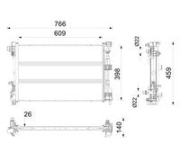 Radiatore batteria Alette di raffreddamento saldate CRE 9 000P MAHLE