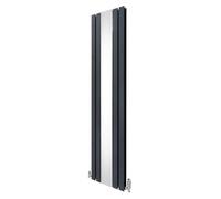 Radiatore con specchio 1800mm x 425mm e valvole TRV cromate Radiatore di design a doppia colonna verticale in acciaio al carbonio Grigio Antracite Kit di fissaggio e staffe con spazzola di pulizia
