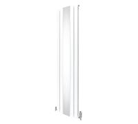Radiatore con specchio 1800mm x 425mm e valvole TRV cromate Radiatore di design a doppia colonna verticale in acciaio al carbonio Bianco Kit di fissaggio e staffe con spazzola di pulizia