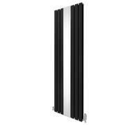 Radiatore con specchio 1800mm x 565mm e valvole TRV cromate Radiatore di design a doppia colonna verticale in acciaio al carbonio Nero Kit di fissaggio e staffe con spazzola di pulizia