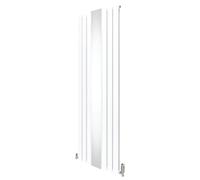 Radiatore con specchio 1800mm x 565mm e valvole TRV cromate Radiatore di design a doppia colonna verticale in acciaio al carbonio Bianco Kit di fissaggio e staffe con spazzola di pulizia