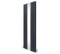 Radiatore con specchio 1800mm x 565mm e valvole TRV cromate Radiatore di design a doppia colonna verticale in acciaio al carbonio Grigio antracite Kit di fissaggio e staffe con spazzola di pulizia
