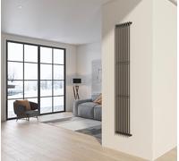 Radiatore design 200x34 cm (8 tubi) in acciaio grigio opaco a tubi tondi interasse verticale H200 PISA