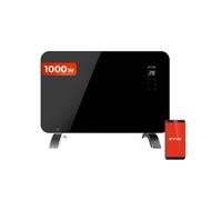 EVVO Convettore C Vetro Wifi Radiatore, 1000 W, Touch screen, Telecomando, Timer, Stand a Piedi (1.000 W, Nero)