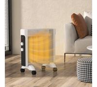 Radiatore elettrico HOMCOM a basso consumo 2000 W con riscaldatore a pannello bianco con ruote