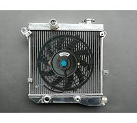Radiatore in alluminio + ventola per 1975-1985 Lan-cia & Auto-bianchi A112 3/4/5/6/7 Series OHV I4 Junior/Elegant/Elite/LX/Abarth/Giovani I4 SuperMini 900/1000/1050cc