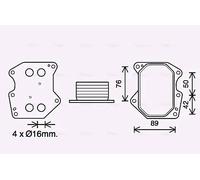 Radiatore olio motore raffreddato ad acqua PE3400 AVA QUALITY COOLING per FIAT
