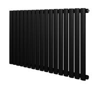 Radiatore Ovale a Colonna Singola 600 x 1020 mm Orizzontale Design Moderno Acciaio al Carbonio Riscaldamento Centrale Nero con Kit Fissaggio e Spazzola