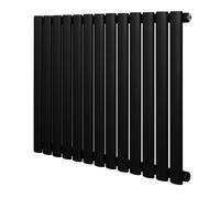 Radiatore Ovale a Colonna Singola 600 x 780 mm Orizzontale Design Moderno Acciaio al Carbonio Riscaldamento Centrale Nero con Kit Fissaggio e Spazzola