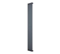 Radiatore Ovale a Colonna Singola 1800 x 240 mm Verticale Design Moderno Acciaio al Carbonio Riscaldamento Centrale Antracite con Kit Fissaggio e Spazzola