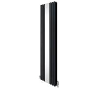 Radiatore ovale con specchio 1800 mm x 500 mm e valvole cromate TRV di design a doppia colonna verticale grigio antracite in acciaio al carbonio montaggio a parete cucina soggiorno kit di fissaggio