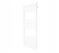 Radiatore Verticale Per Asciugamani A Pannello Piatto Di Design 1200mm X 450mm Binario Riscaldato Per Bagno Bianco Montato A Parete In Acciaio Kit Di Fissaggio E Staffe Con Spazzola Inclusi