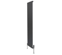 Radiatore Piatto Monocolonna Verticale 1800x420mm Grigio Antracite 1568W 5352 BTU con Valvole Termostatiche Cromate, Acciaio 1,5 mm, Kit Fissaggio, Staffe e Spazzola Inclusi