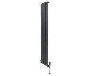 Radiatore Piatto Monocolonna Verticale 1800x420mm Grigio Antracite 1568W 5352 BTU con Valvole Termostatiche Cromate, Acciaio 1,5 mm, Kit Fissaggio, Staffe e Spazzola Inclusi