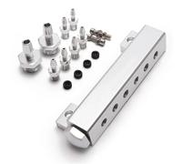 Radiatore Raffreddamento Kit collettore di aspirazione per turbocompressore, 1/8" NPT, 6 porte, adatto per BMW(Silver)