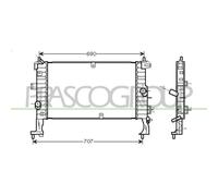 Radiatore Raffreddamento Motore Prasco OP350R002 Prascoselection per Opel