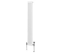 Radiatore Termosifone a 2 Colonne 1800mm x 202mm Moderno Centralizzato Bianco in Acciaio Inox Verticale a Parete Cucina Soggiorno Bagno Kit di Fissaggio e Spazzola Inclusi