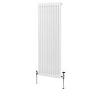 Radiatore Termosifone a 2 Colonne 1800mm x 562mm Moderno Centralizzato Bianco in Acciaio Inox Verticale a Parete Cucina Soggiorno Bagno Kit di Fissaggio e Spazzola Inclusi