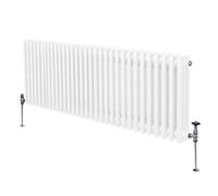Radiatore Termosifone a 3 Colonne 600mm x 1462mm Moderno Centralizzato Bianco in Acciaio Inox Orizzontale a Parete Cucina Soggiorno Bagno Kit di Fissaggio e Spazzola Inclusi