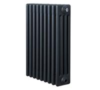 Radiatore Tradizionale a 4 Colonne 600 x 425 mm Riscaldamento Centrale Orizzontale Grigio Antracite Opaco in Acciaio al Carbonio con Staffe Kit di Fissaggio e Spazzola Pulizia