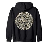 Radicalized by Basic Decency Folk Art Emblem Apparel Felpa con Cappuccio