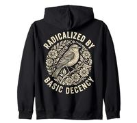 Radicalized by Basic Decency Folk Art Emblem Apparel Felpa con Cappuccio