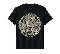 Radicalized by Basic Decency Folk Art Emblem Apparel Maglietta