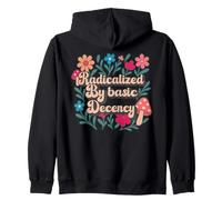 Radicalized By Basic Decency Retro Flowers Mushrooms Colors Felpa con Cappuccio