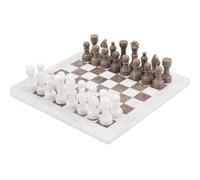 RADICALn 15 Pollici Grande Set di Scacchi Completo Fatto a Mano in Marmo Bianco e Grigio Oceanico per Adulti Set di Scacchi da Torneo in Stile Regalo Staunton e Ambassador
