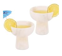 Radicaln Bicchieri da margarita in marmo bianco da 10,2 cm, fatti a mano, ideali per cocktail e martini da cucina
