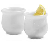 Radicaln Bicchieri da shot in marmo da 5,1 cm, bianchi, fatti a mano, per bevande, vodka e tequila, set di 2 bicchieri regalo per bar e cucina